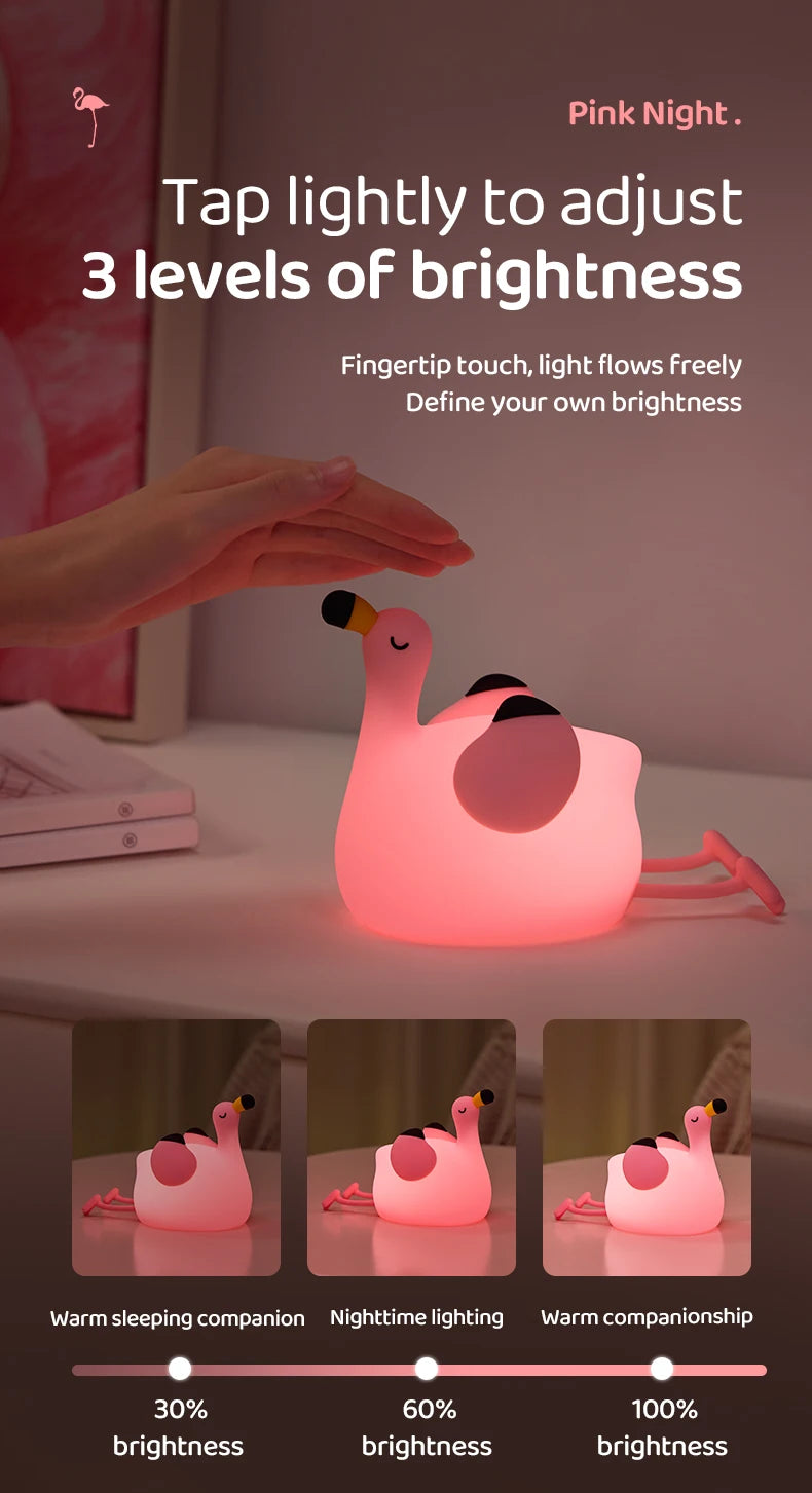 3 Kademeli Zamanlayıcılı Flamingo LED Gece Lambası